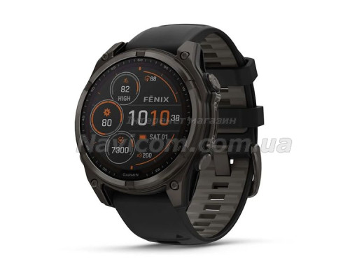 Смарт-часы Garmin fenix 8 (47 мм) Sapphire Solar карбоново-серый DLC титан черный