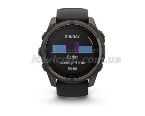 Смарт-годинник Garmin fenix 8 (51 мм) Sapphire Solar карбоново-сірий DLC титан чорний