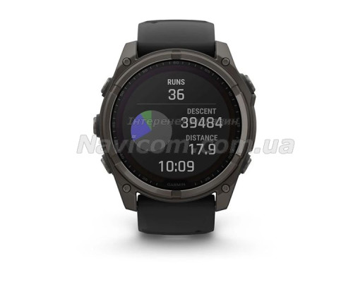 Смарт-годинник Garmin fenix 8 (51 мм) Sapphire Solar карбоново-сірий DLC титан чорний