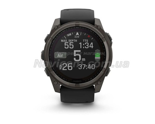 Смарт-годинник Garmin fenix 8 (51 мм) Sapphire Solar карбоново-сірий DLC титан чорний