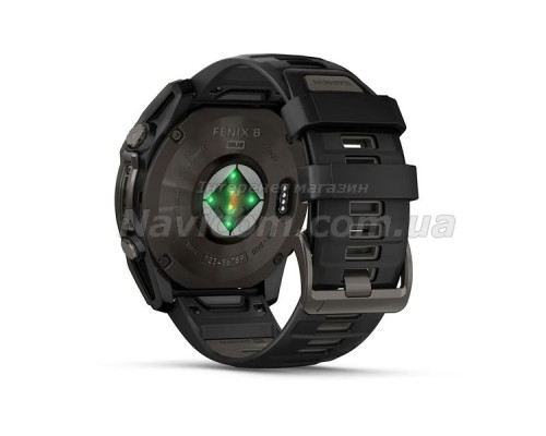 Смарт-годинник Garmin fenix 8 (51 мм) Sapphire Solar карбоново-сірий DLC титан чорний