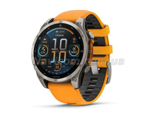 Смарт-годинник Garmin fenix 8 AMOLED (47 мм) Sapphire титан помаранчевий
