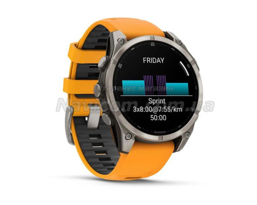 Смарт-годинник Garmin fenix 8 AMOLED (47 мм) Sapphire титан помаранчевий