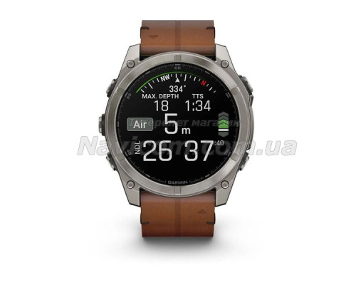 Смарт-годинник Garmin fenix 8 AMOLED (51 мм) Sapphire карбоново-сірий DLC з шкіряним ремінцем
