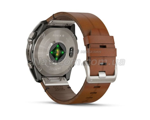 Смарт-годинник Garmin fenix 8 AMOLED (51 мм) Sapphire карбоново-сірий DLC з шкіряним ремінцем