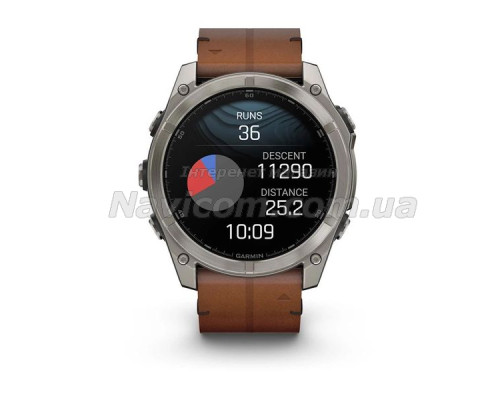 Смарт-годинник Garmin fenix 8 AMOLED (51 мм) Sapphire карбоново-сірий DLC з шкіряним ремінцем