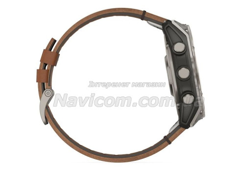 Смарт-годинник Garmin fenix 8 AMOLED (51 мм) Sapphire карбоново-сірий DLC з шкіряним ремінцем