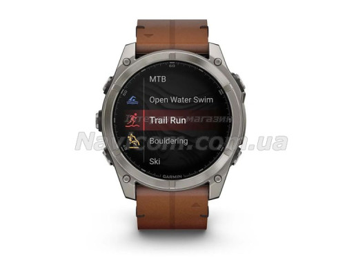 Смарт-годинник Garmin fenix 8 AMOLED (51 мм) Sapphire карбоново-сірий DLC з шкіряним ремінцем