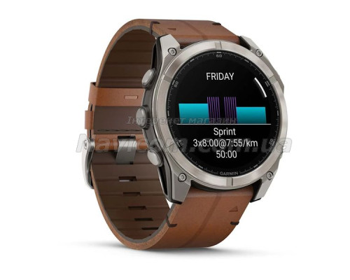 Смарт-годинник Garmin fenix 8 AMOLED (51 мм) Sapphire карбоново-сірий DLC з шкіряним ремінцем