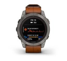 Смарт-годинник Garmin fenix 7 Pro Sapphire Solar Edition титановий з каштановим шкіряним ремінцем
