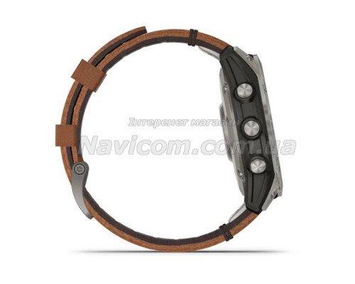 Смарт-годинник Garmin fenix 7 Pro Sapphire Solar Edition титановий з каштановим шкіряним ремінцем