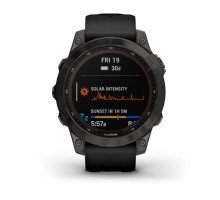 Смарт-годинник Garmin fenix 7 Sapphire Solar чорний титановий DLC з чорним ремінцем