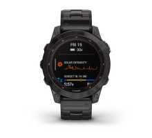 Смарт-годинник Garmin fenix 7 Sapphire Solar карбоново-сірий титановий DLC з титановим вентильованим браслетом