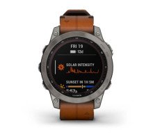 Смарт-годинник Garmin fenix 7 Sapphire Solar титановий з каштановим шкіряним ремінцем