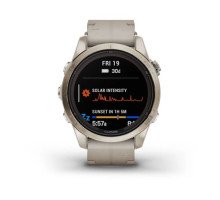 Смарт-годинник Garmin fenix 7S Pro Sapphire Solar Edition ніжно-золотистий зі шкіряним ремінцем кольору вапняка