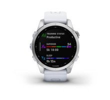 Смарт-годинник Garmin fenix 7S сріблястий з ремінцем кольору білого каменю