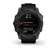Смарт-годинник Garmin fenix 7X Sapphire Solar карбоново-сірий титановий DLC з чорним ремінцем