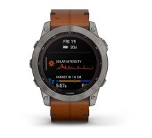 Смарт-годинник Garmin fenix 7X Sapphire Solar титановий з каштановим шкіряним ремінцем