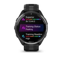 Смарт-годинник Garmin Forerunner 965 з карбоново-сірим титановим безелем, чорним корпусом та чорно-сірим силіконовим ремінцем