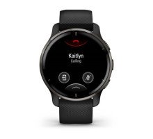 Смарт-годинник Garmin Venu 2 Plus чорний з графітовим безелем і силіконовим ремінцем