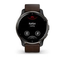 Смарт-часы Garmin Venu 2 Plus графитовые с коричневым кожаным ремешком