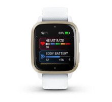 Смарт-годинник Garmin Venu Sq 2 білий з кремово-золотистим безелем