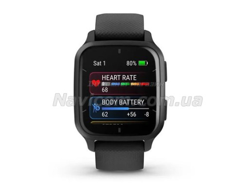 Смарт-годинник Garmin Venu Sq 2 Music Edition чорний з грифельним безелем