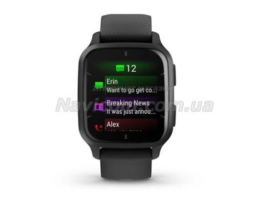 Смарт-годинник Garmin Venu Sq 2 Music Edition чорний з грифельним безелем