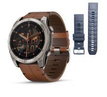 Смарт-годинник Garmin fenix 8 AMOLED (51 мм) Sapphire карбоново-сірий DLC з шкіряним ремінцем